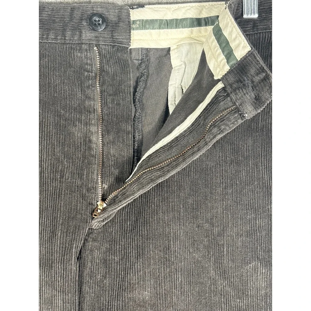 LL Bean Mens Classic Fit Corduroy Pants Charcoal Gray Stretch 38x32 ID502835